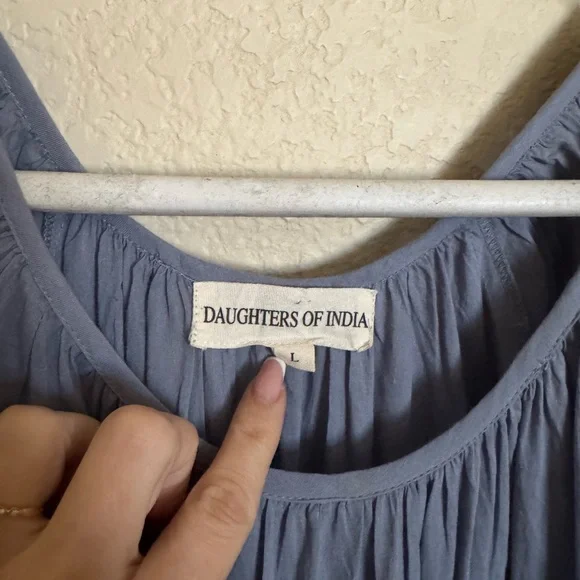 Daughters of India Sahana Flowy Maxi Dress Sz Large in Blue - Picture 3 of 8